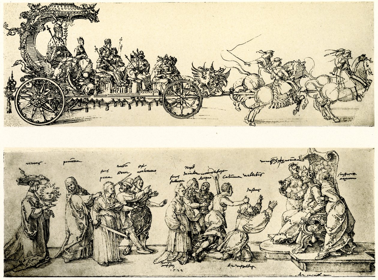Utkast til vognen til keiser Maximilian I av Albrecht Dürer