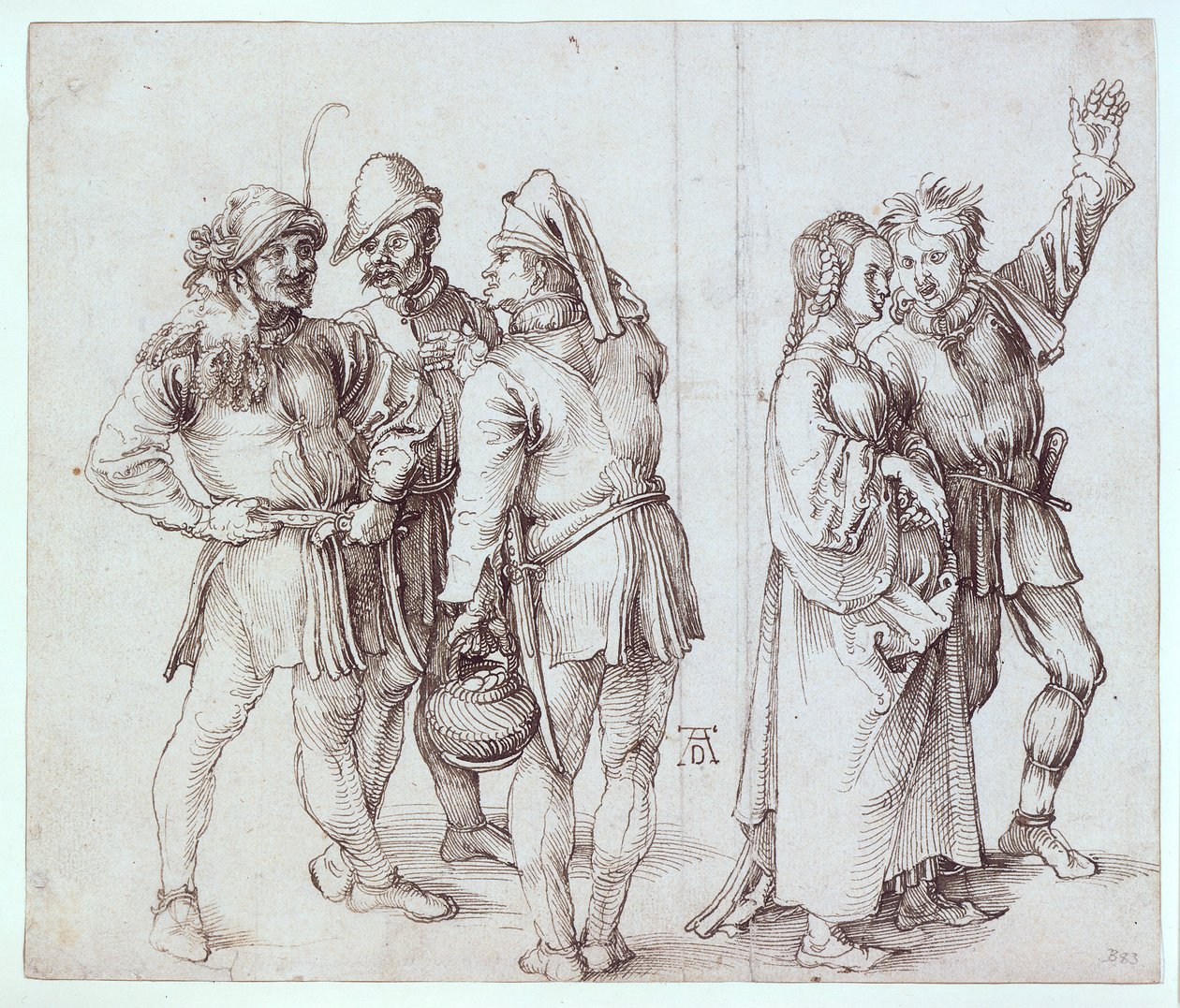 Tre markedsbønder og et bondepar av Albrecht Dürer