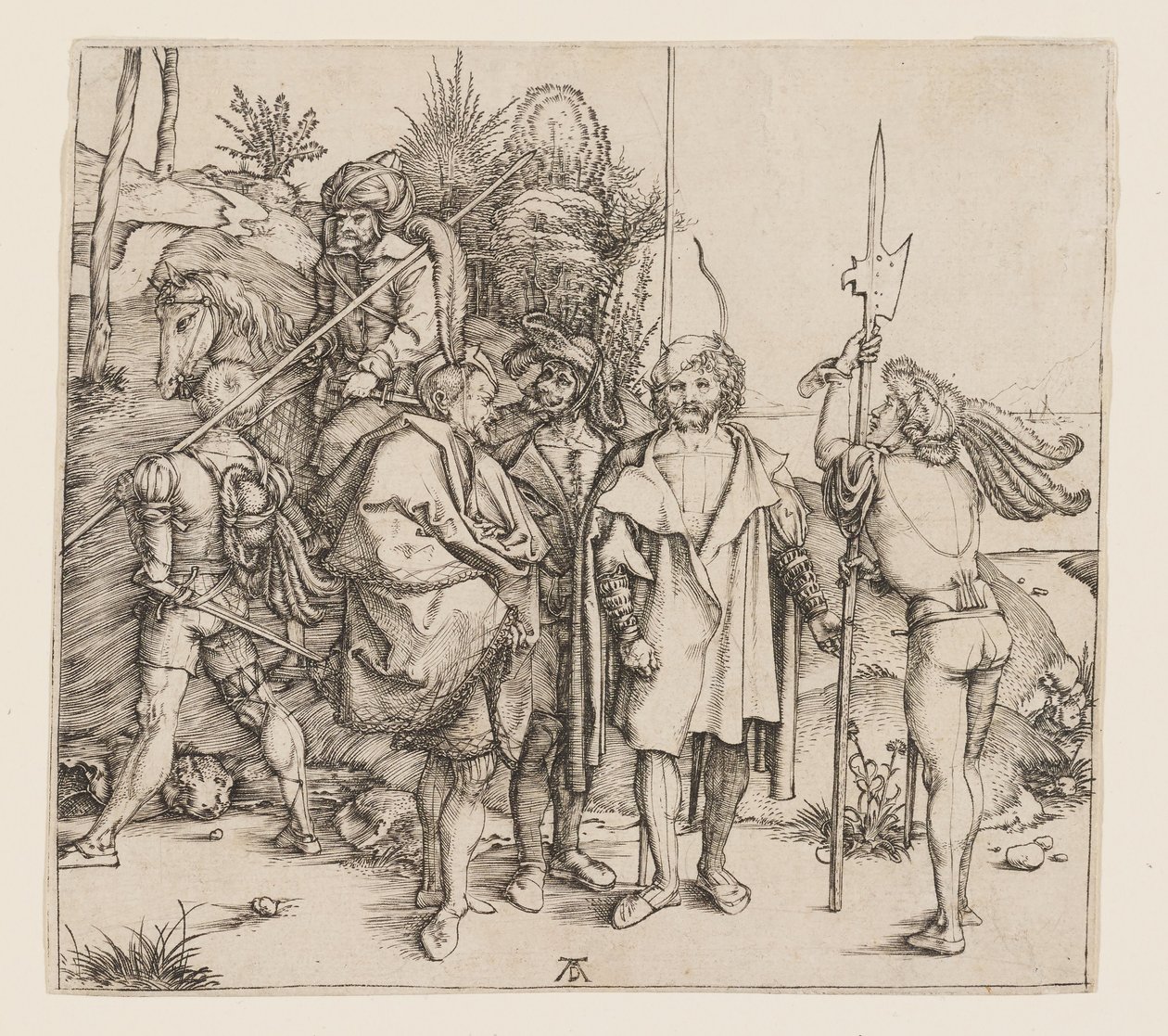 Fem fotsoldater og en ridende tyrker av Albrecht Dürer