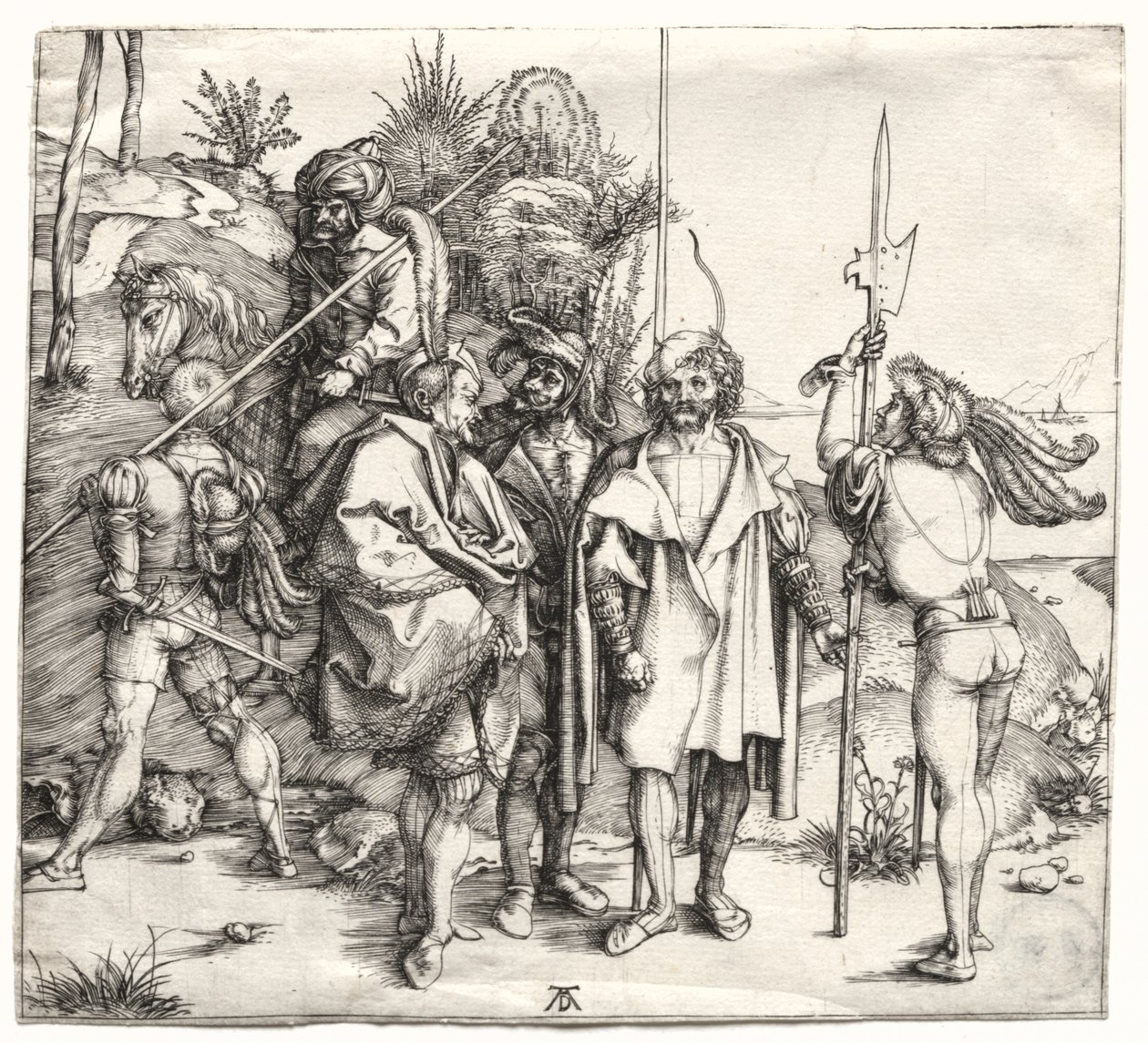 Fem soldater og en tyrker til hest av Albrecht Dürer