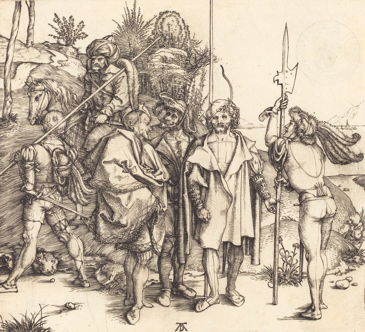 Fem soldater og en tyrker til hest, 14951496. av Albrecht Dürer