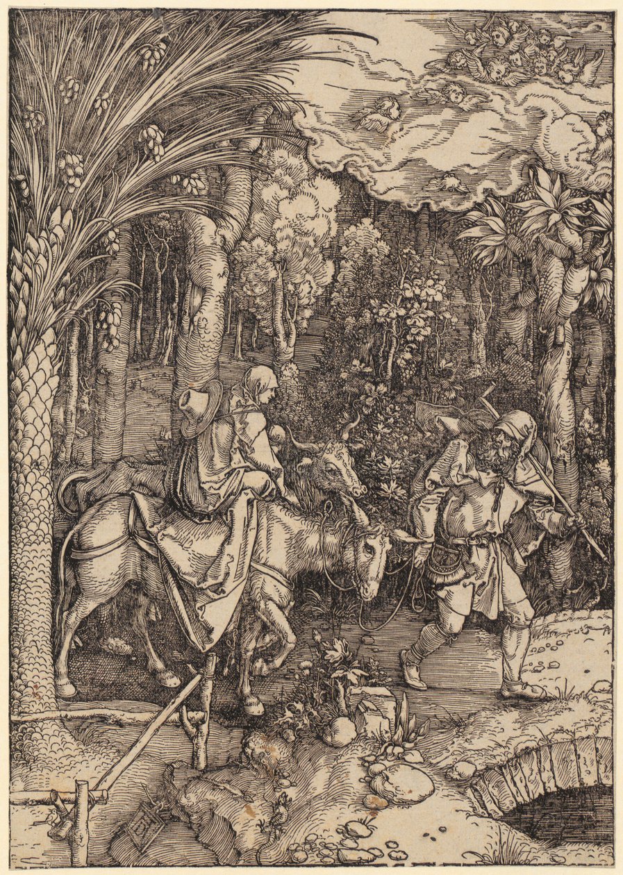 Flukten til Egypt, blad 14 fra serien «Jomfru Marias liv» av Albrecht Dürer