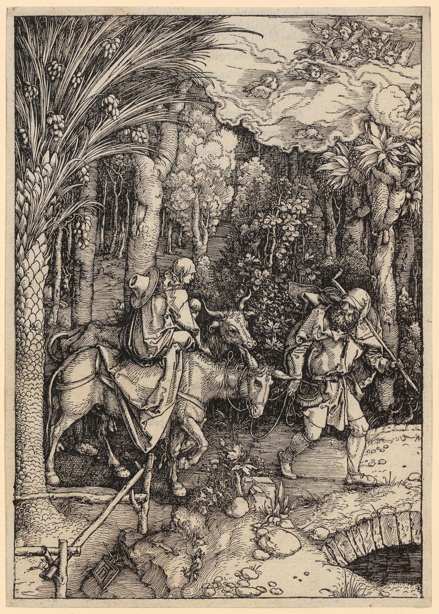 Flukten til Egypt, blad 14 fra serien «Jomfru Marias liv» av Albrecht Dürer
