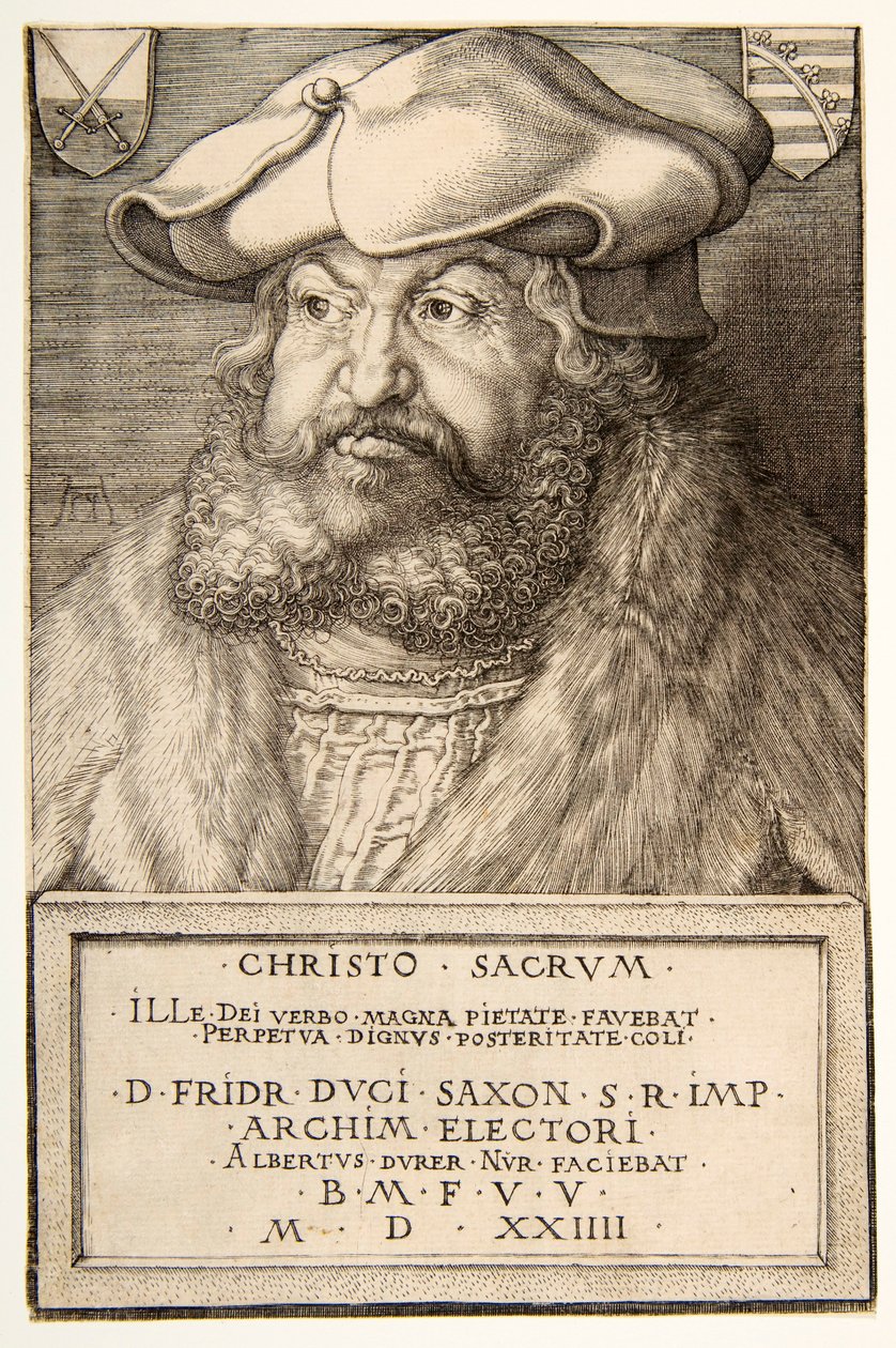 Frederick the Wise, kurfyrst av Sachsen, pub. 1524. av Albrecht Dürer