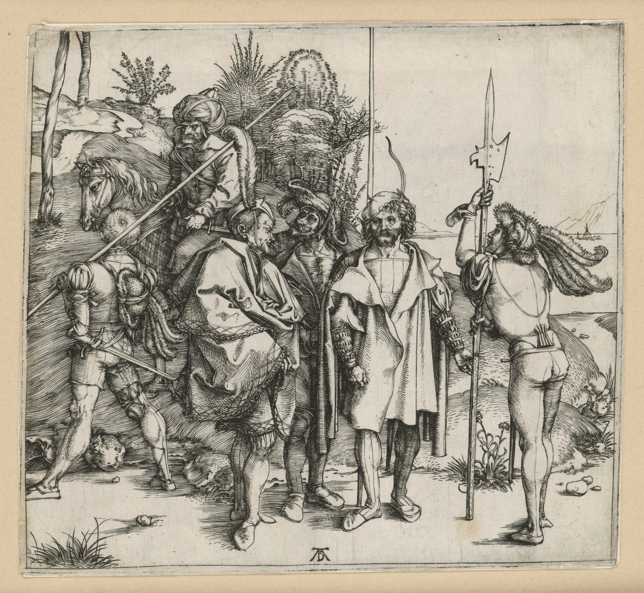 Fem soldater og en tyrker på en hest av Albrecht Dürer
