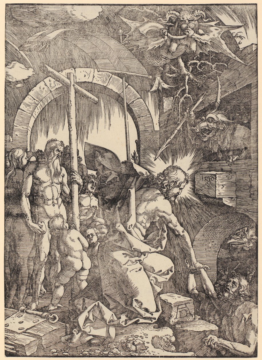 Kristi pisking, blad 5 i serien «Den store lidelseshistorien» av Albrecht Dürer
