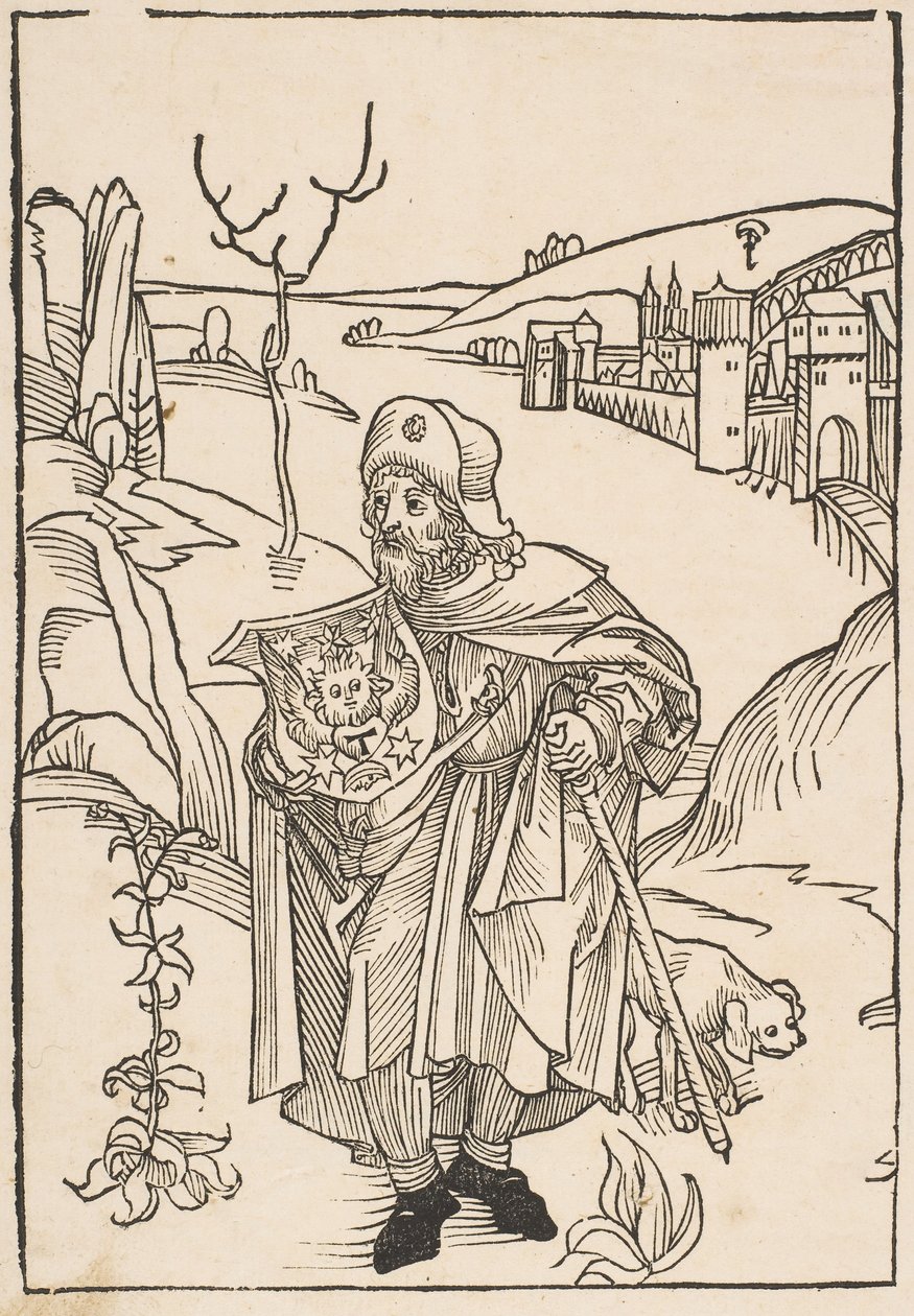 Gerson as a Pilgrim, frontispice til Gersonis Opera, 1489.n.d. av Albrecht Dürer