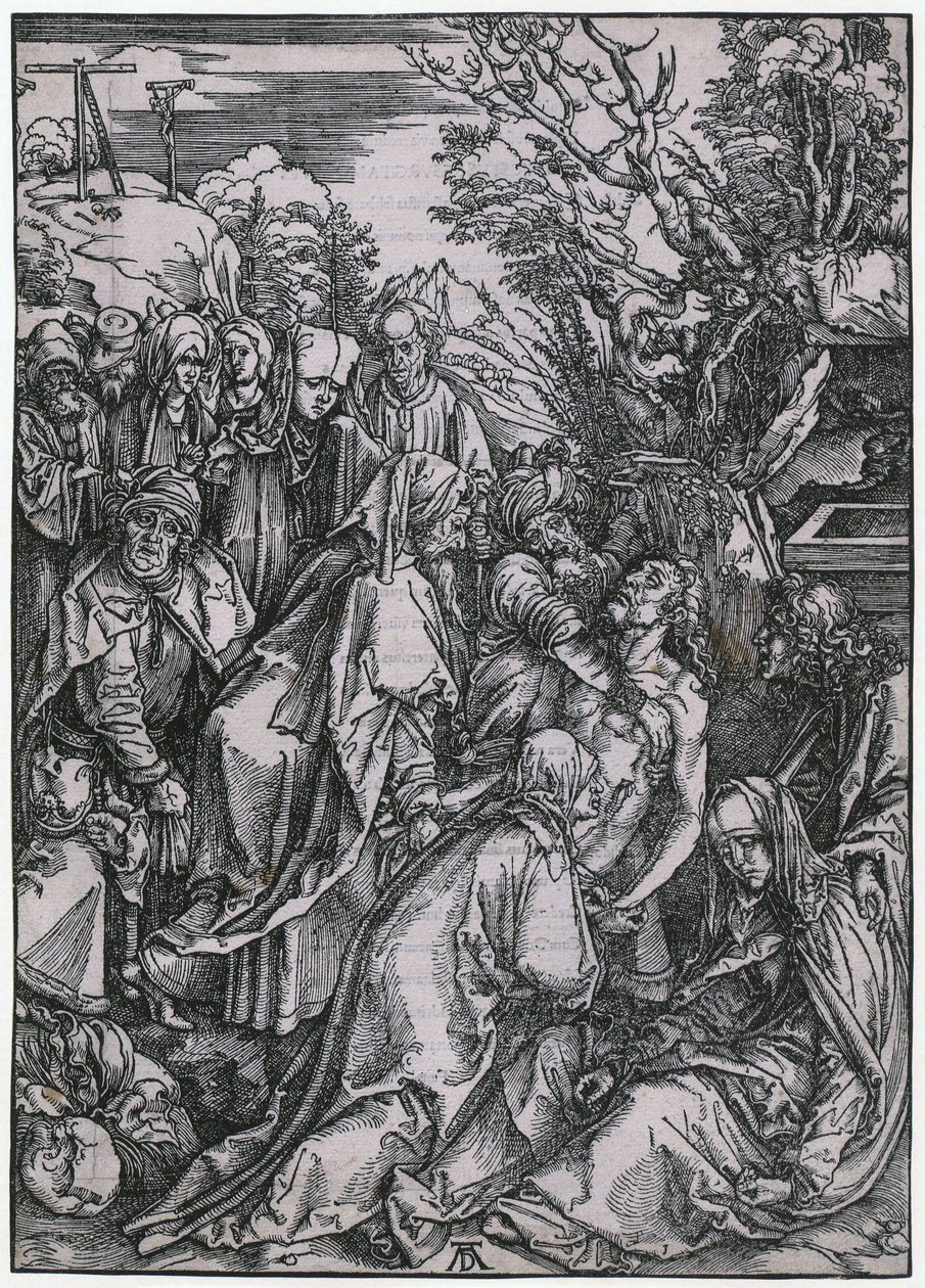 Kristi gravleggelse, blad 10 i serien «Den store pasjonen» av Albrecht Dürer