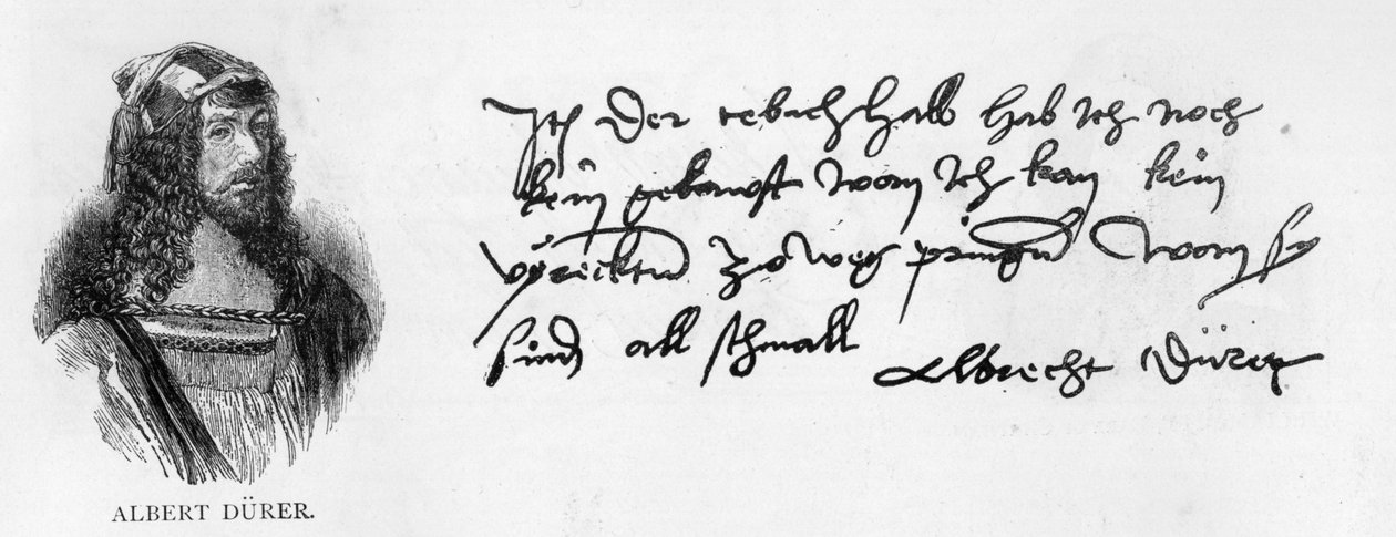 Håndskrift og signatur av Albrecht Duerer av Albrecht Dürer