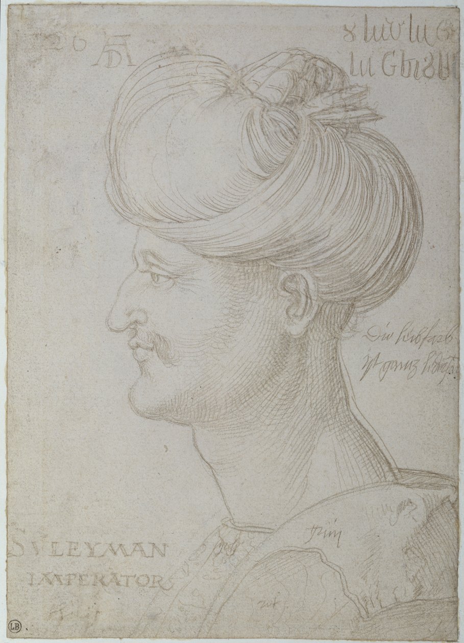 Leder for Suleyman the Magnificent (1494-1566) 1526 (sølvpunkt på papir) av Albrecht Dürer