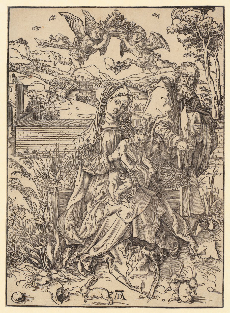 Den hellige familie med de tre harene av Albrecht Dürer