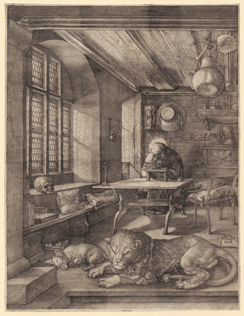 Den hellige Hieronymus i et vitrineskap av Albrecht Dürer