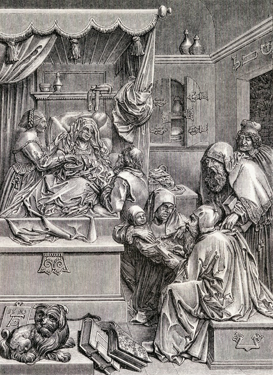 High Relief Sculpture of the Birth of St John, 1855 av Albrecht Dürer