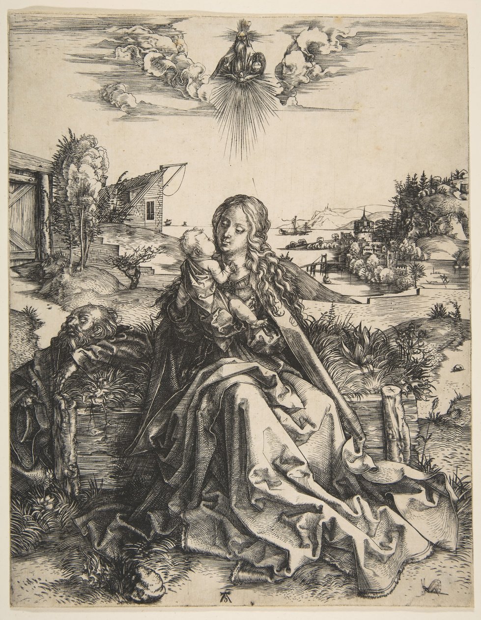 Hellig familie med øyenstikker, ca. 1495. av Albrecht Dürer