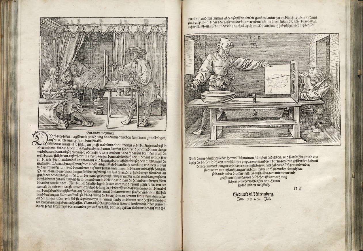Illustrasjon fra de fire bøkene om menneskelig proporsjon, 1528 av Albrecht Dürer