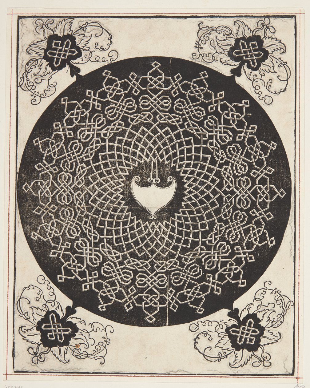 Interlaced ledningsmønster med hjerteformet senter av Albrecht Dürer