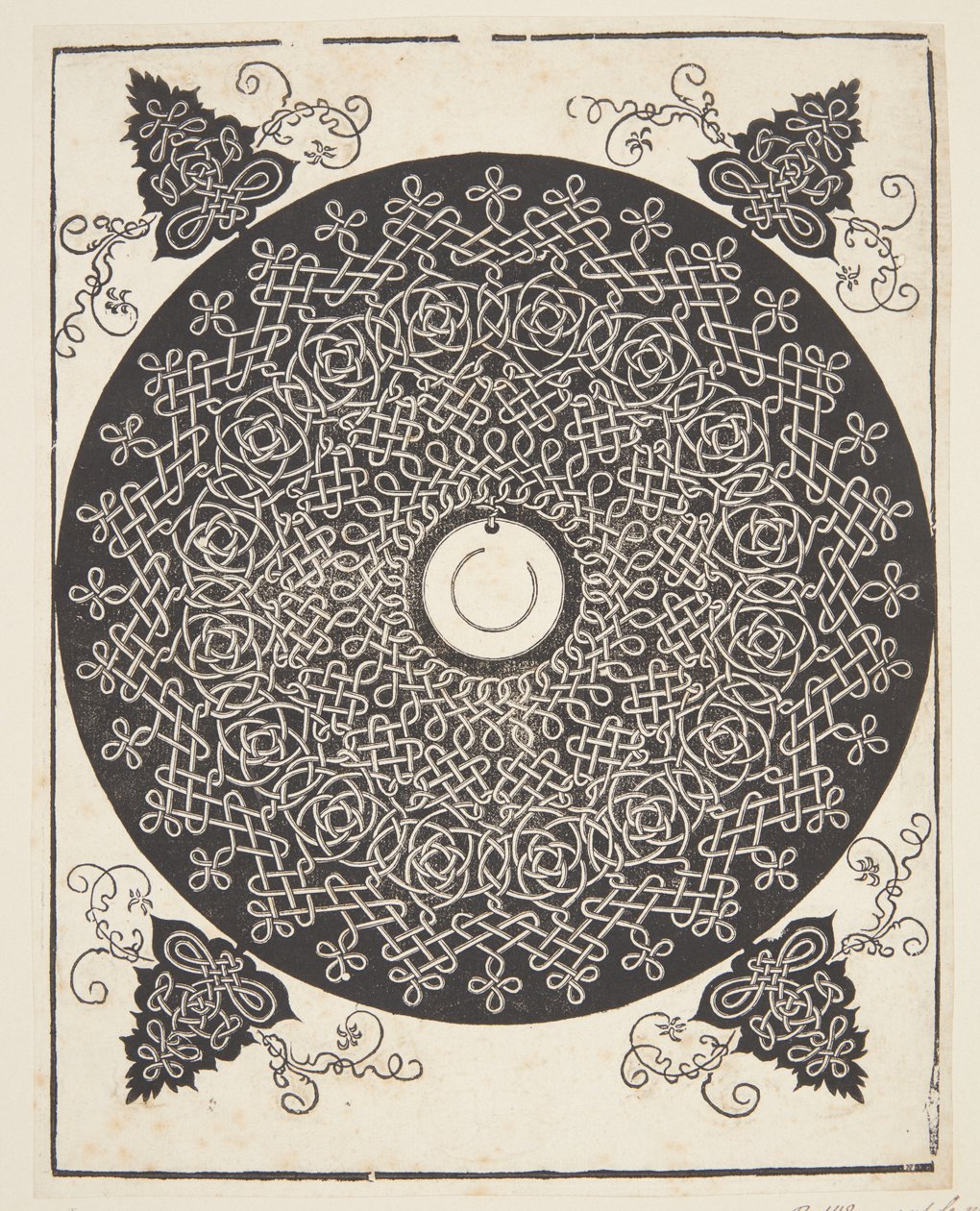 Interlaced Cord Mønster med hvit medaljong av Albrecht Dürer