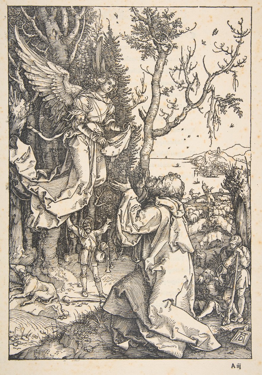 Joakim og engelen, fra «Jomfru Marias liv» av Albrecht Dürer