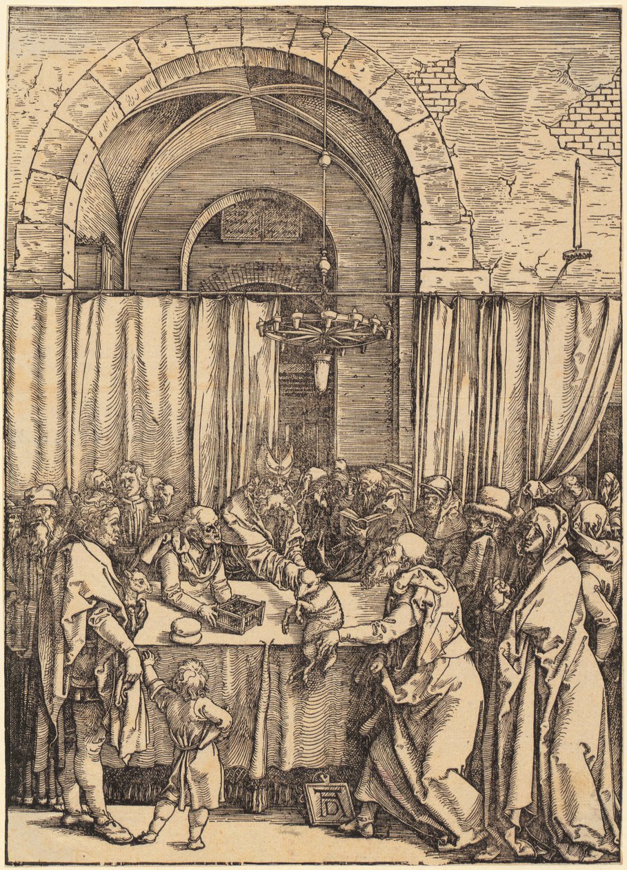 Joachims offer blir avvist av ypperstepresten, side 2 i episoden «Das Marienleben» av Albrecht Dürer