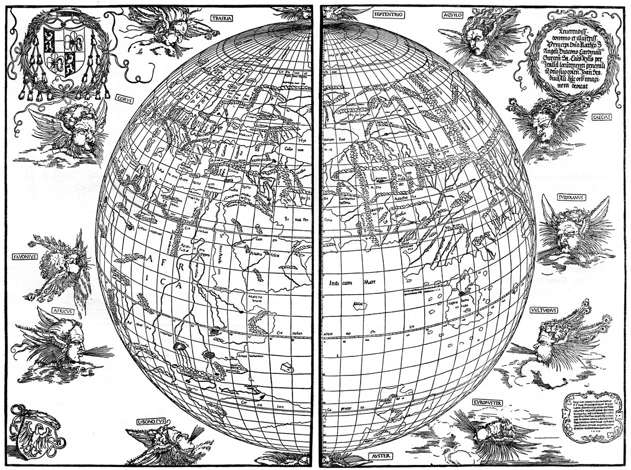 Johannes Stabius kart over verden, 1515, 1936 av Albrecht Dürer