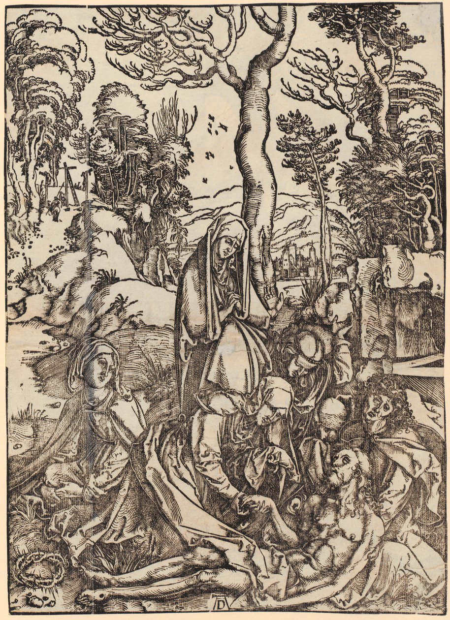 Johannes foran Gud Fader og de eldste, figur II, blad 4 fra serien «Apokalypsen» av Albrecht Dürer