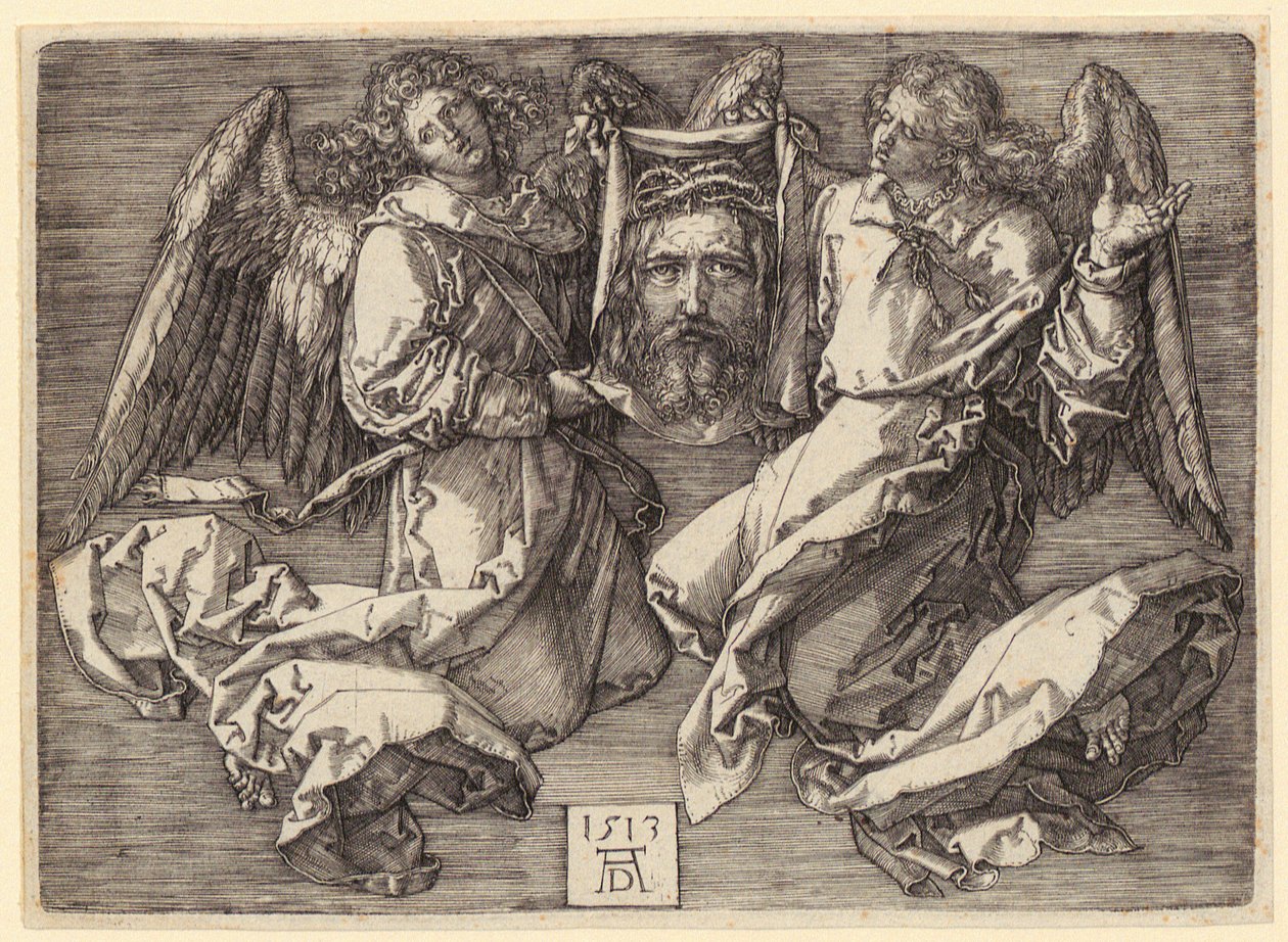 Jomfru med hårbånd i strålekrans på månesigden av Albrecht Dürer