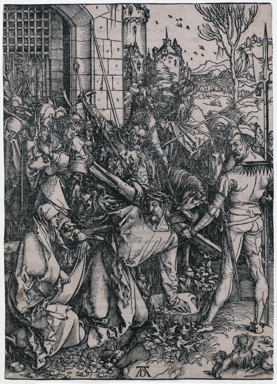 Kristi korsbæring, blad 7 i serien «Den store lidelseshistorien» av Albrecht Dürer