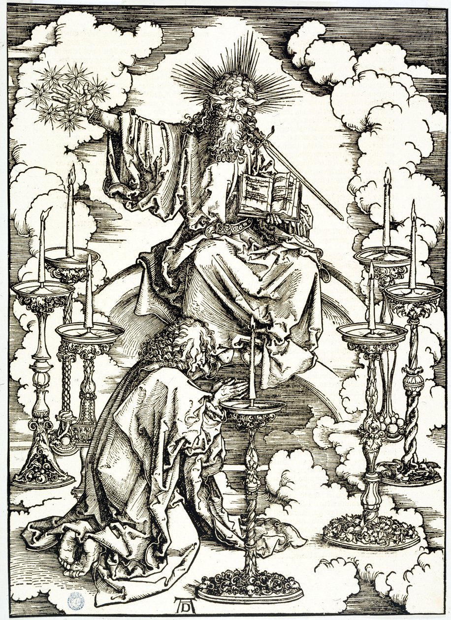 Apokalypsen (latinsk utgave): Synet av de sju lysestakene (Bartsch 62) av Albrecht Dürer