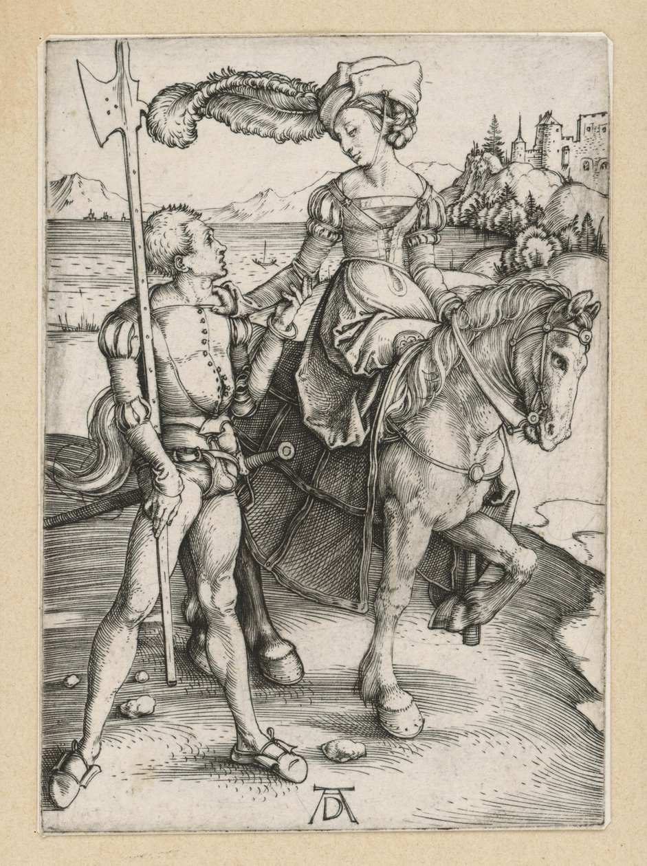 Landsknekt og ung dame til hest av Albrecht Dürer