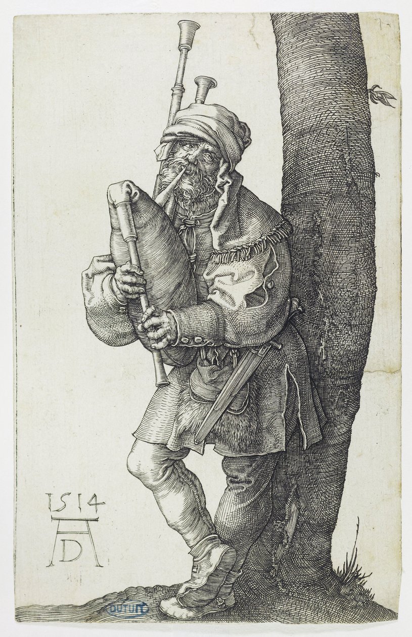 Sekkepipespilleren (Bartsch 91) av Albrecht Dürer