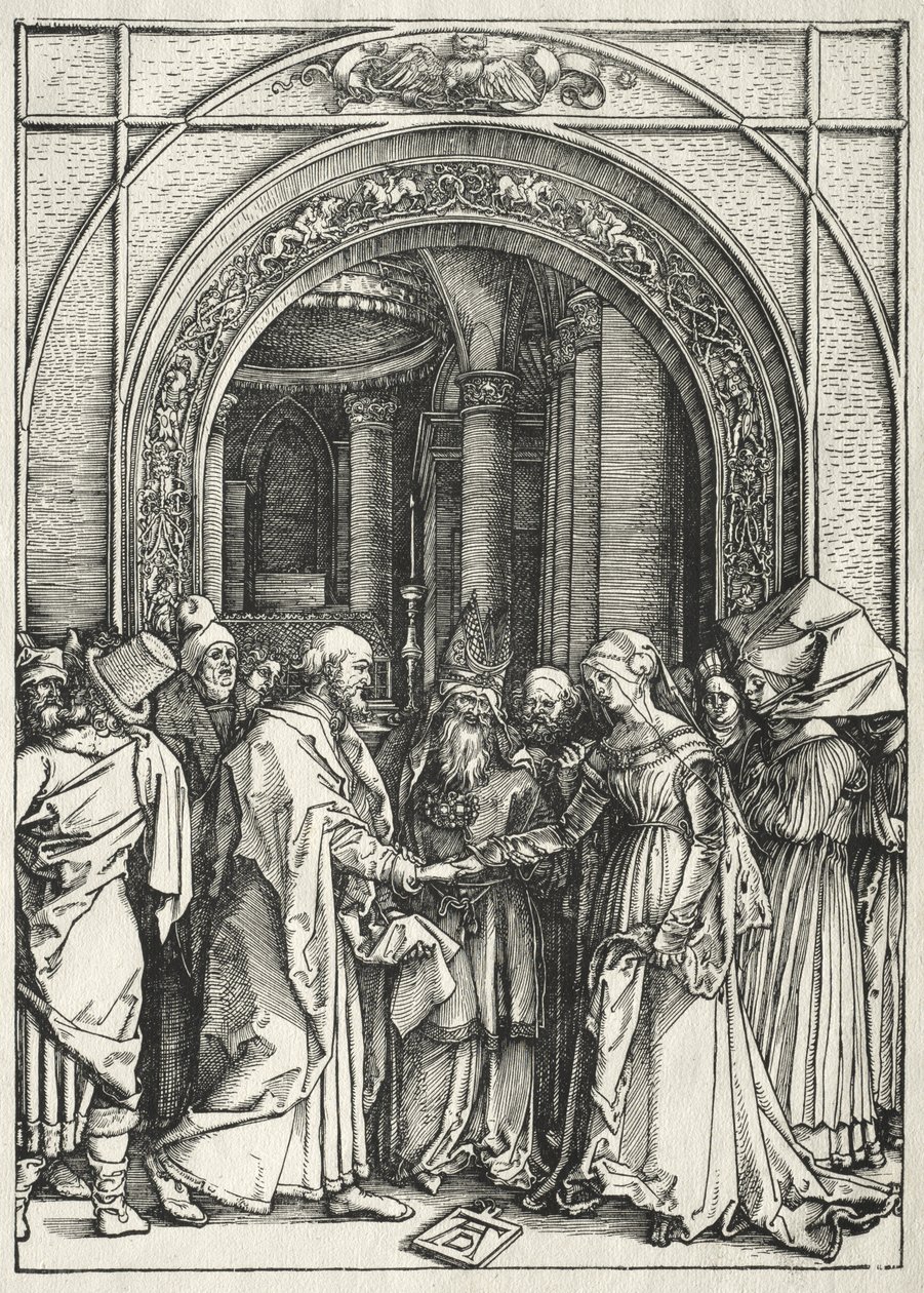 Jomfru Marias liv:  Jomfru Marias og den hellige Josefs bryllup av Albrecht Dürer