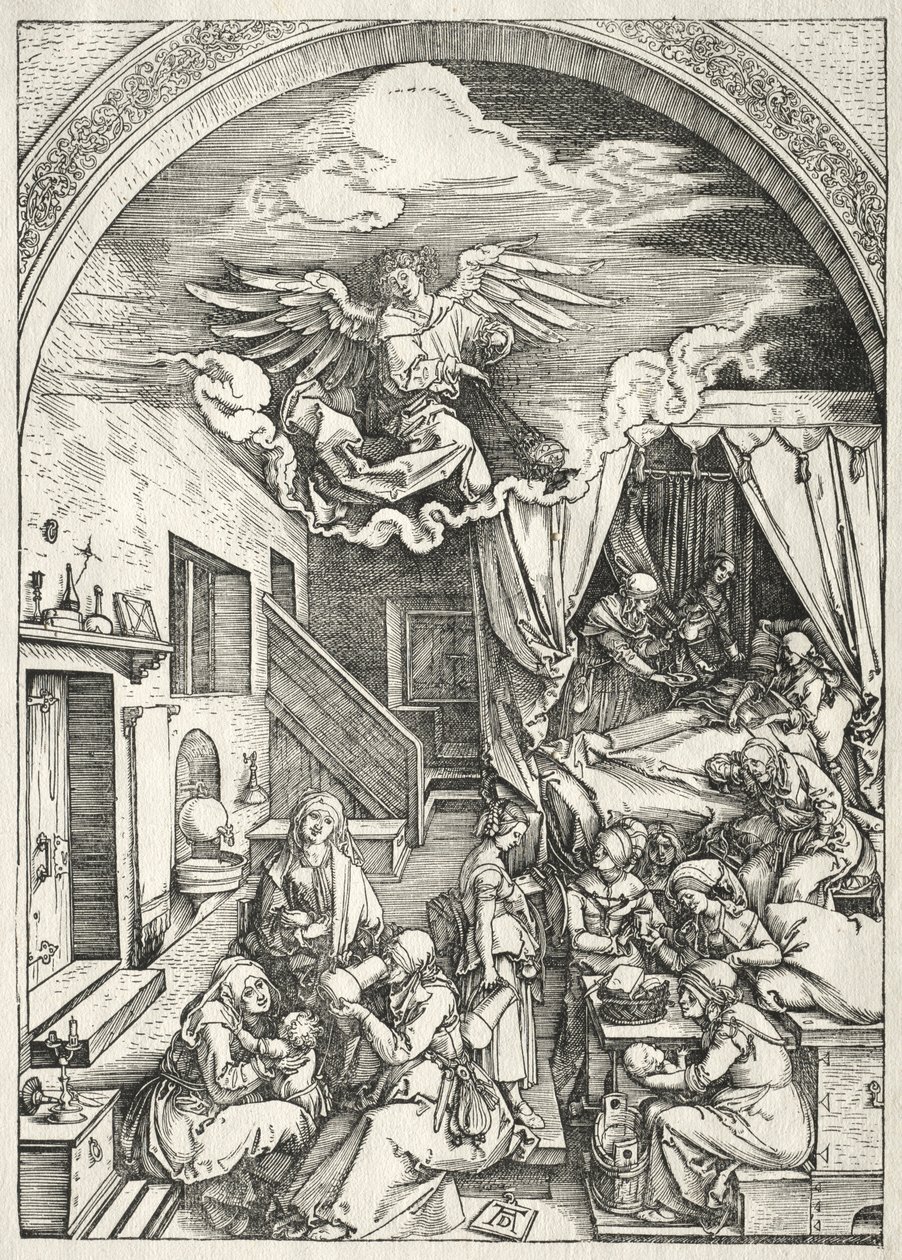 Jomfruens liv: Jomfruens fødsel, 1504-1505. av Albrecht Dürer