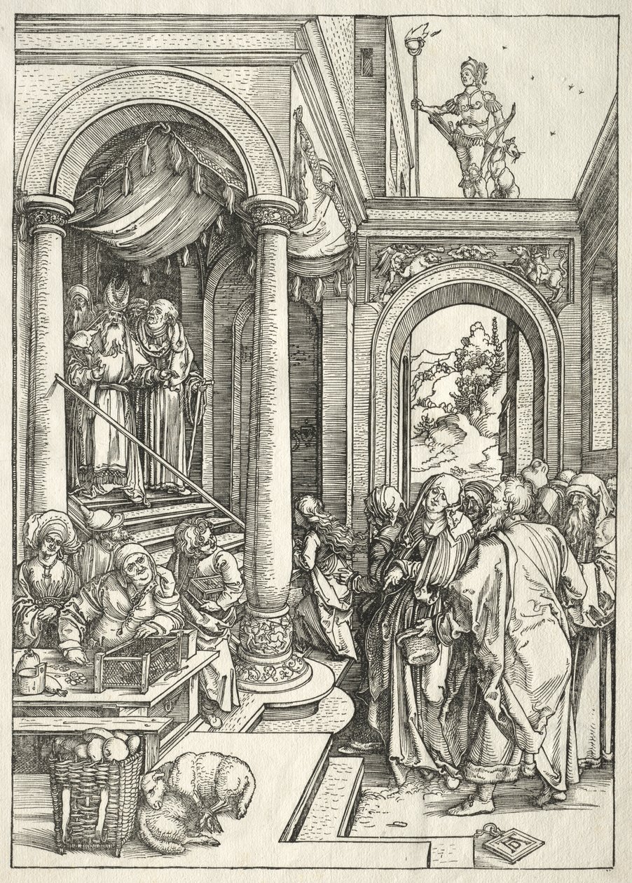 Jomfruens liv: Presentasjon av den unge jomfruen i tempelet av Albrecht Dürer