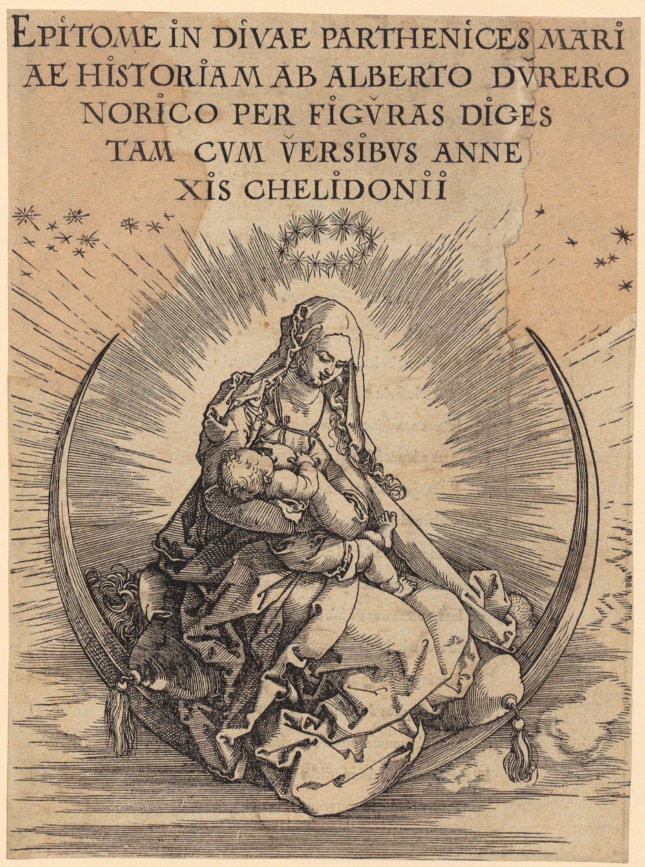 Maria på måneskiven, blad 1 i serien «Marias liv» av Albrecht Dürer