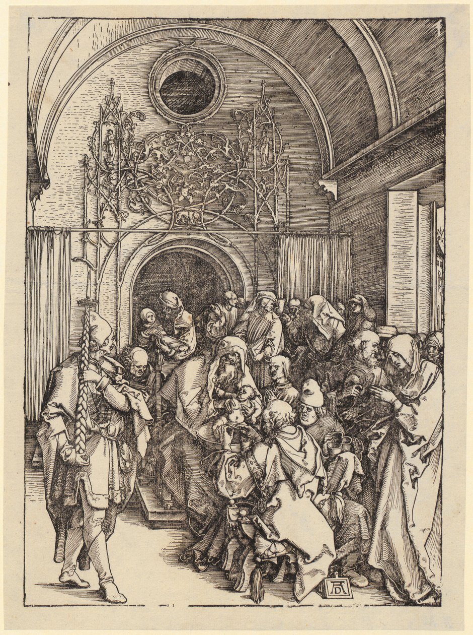 Maria på månesigden, blad 1 fra serien «Jomfru Marias liv» av Albrecht Dürer