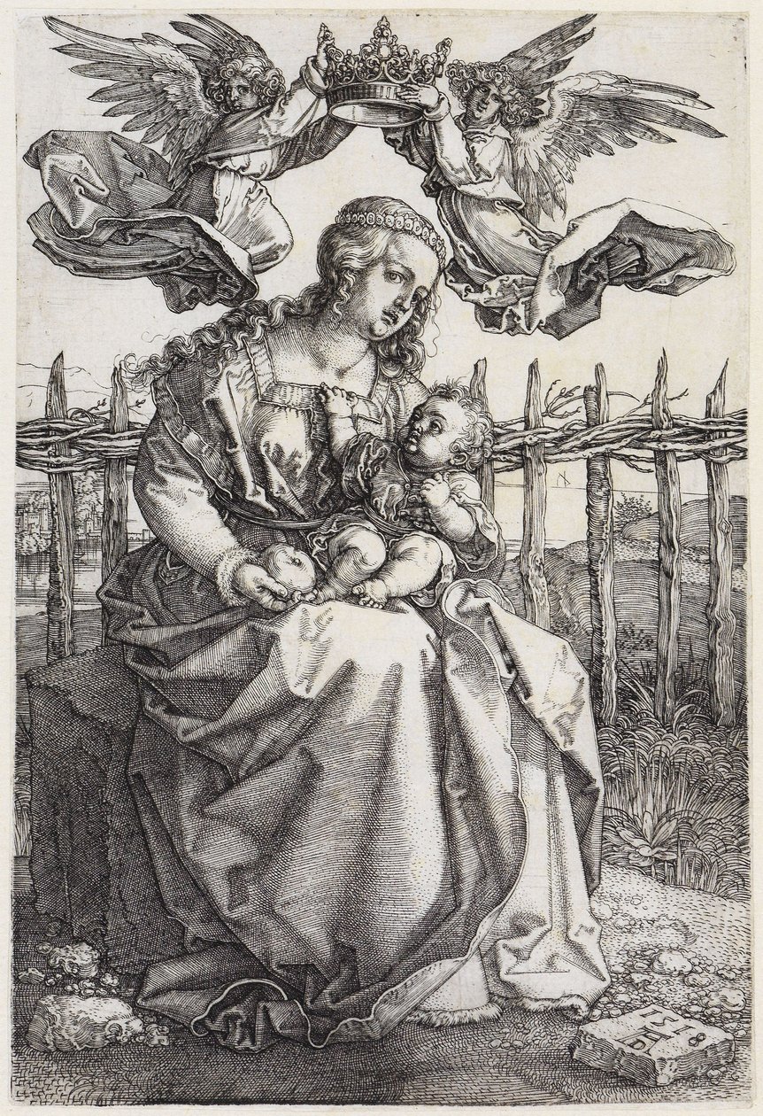 Maria med barnet, kronet av to engler av Albrecht Dürer