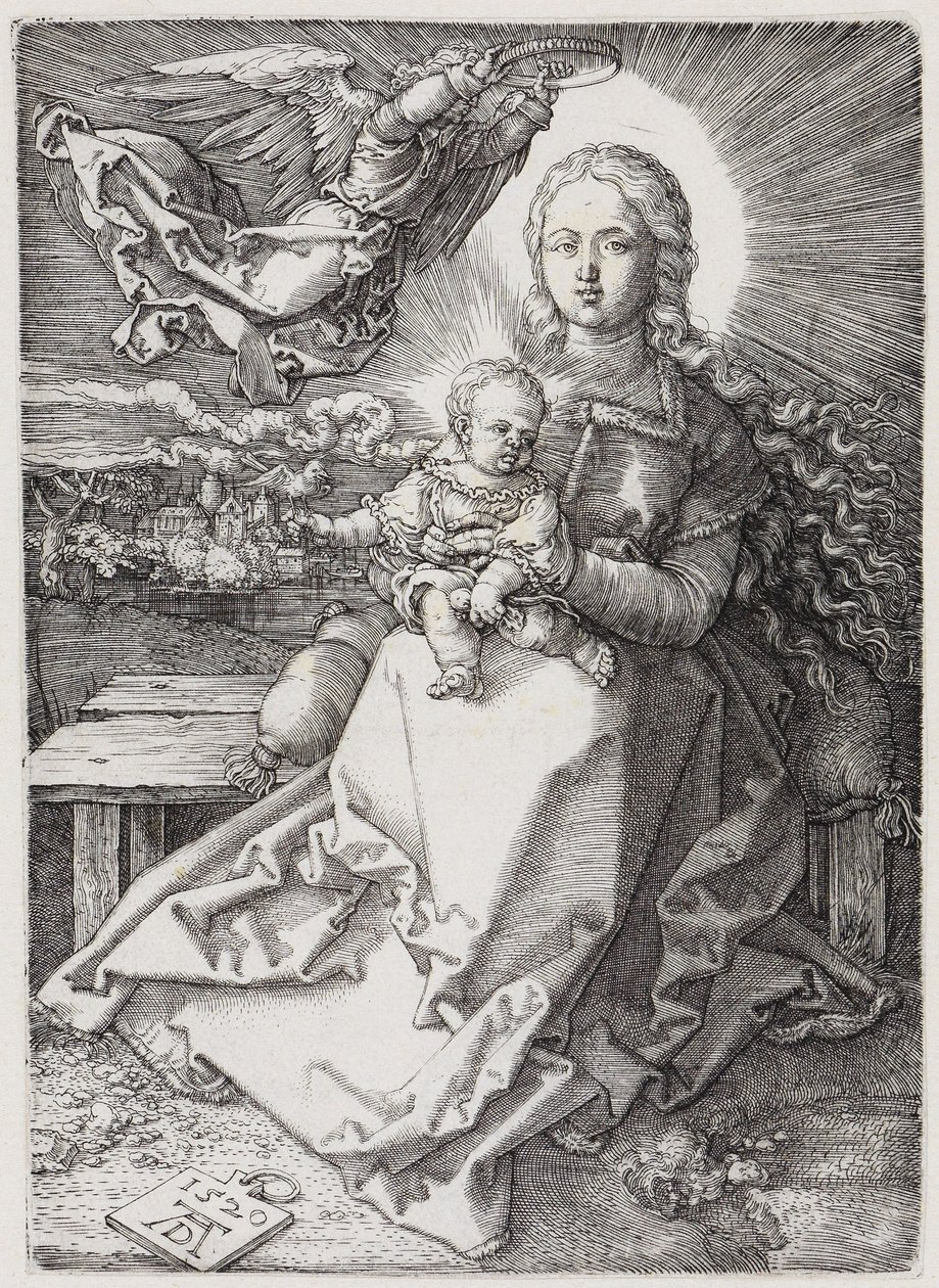Maria kronet av en engel av Albrecht Dürer