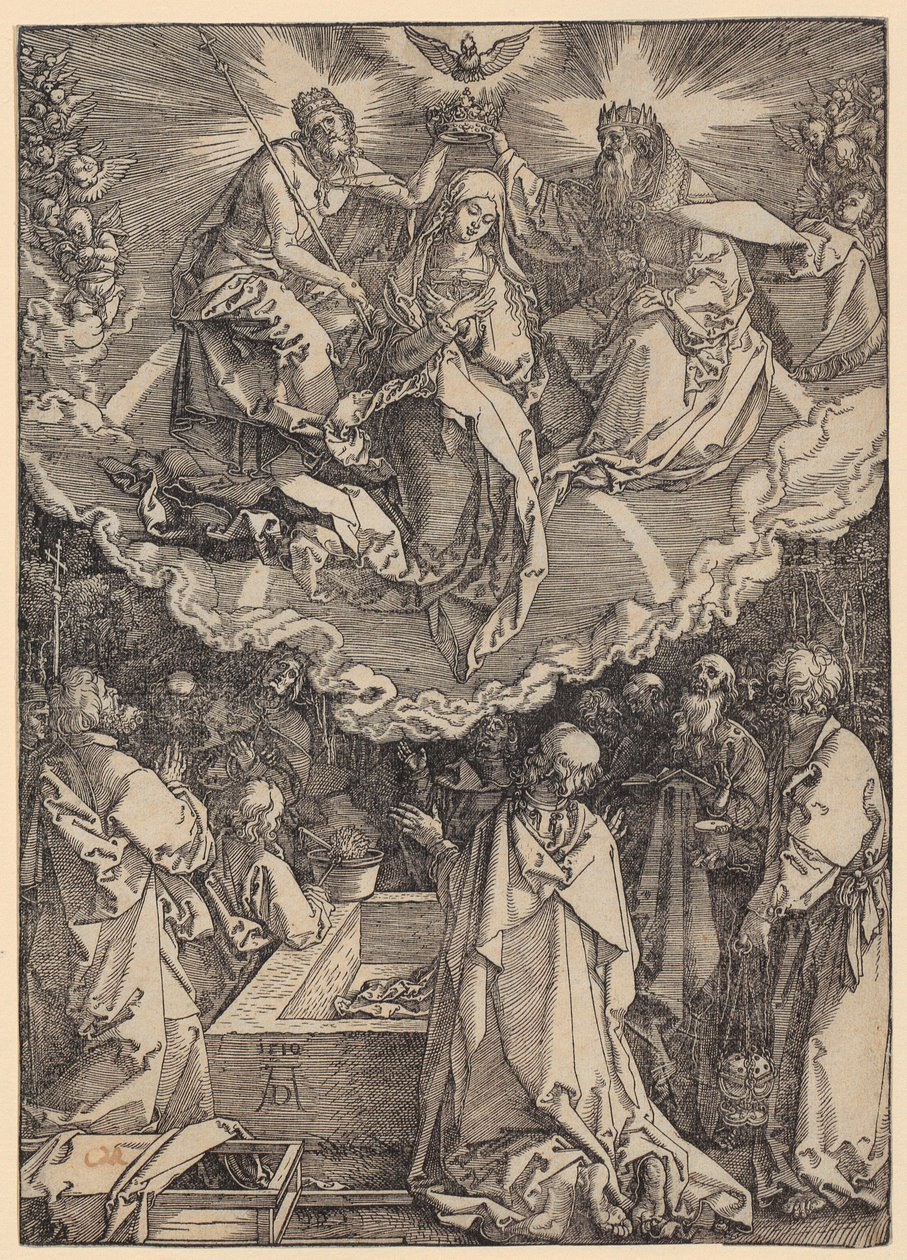 Marias himmelfart og kroning, blad 19 fra serien "Marias liv" av Albrecht Dürer