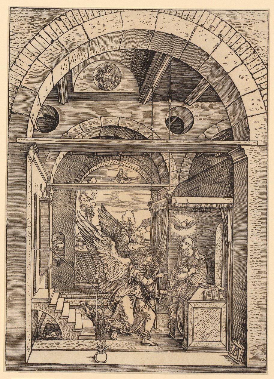 Mariæ bebudelse, blad 8 i serien «Marias liv» av Albrecht Dürer