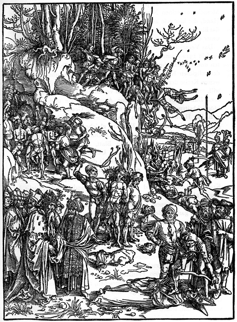 De ti tusen kristnes martyrium på Ararat-fjellet, 1495-1497, 1936 av Albrecht Dürer