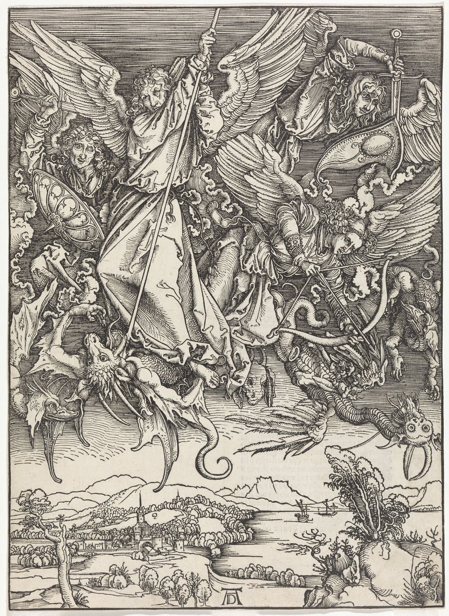 Mikael kjemper mot dragen (Apokalypsen) av Albrecht Dürer