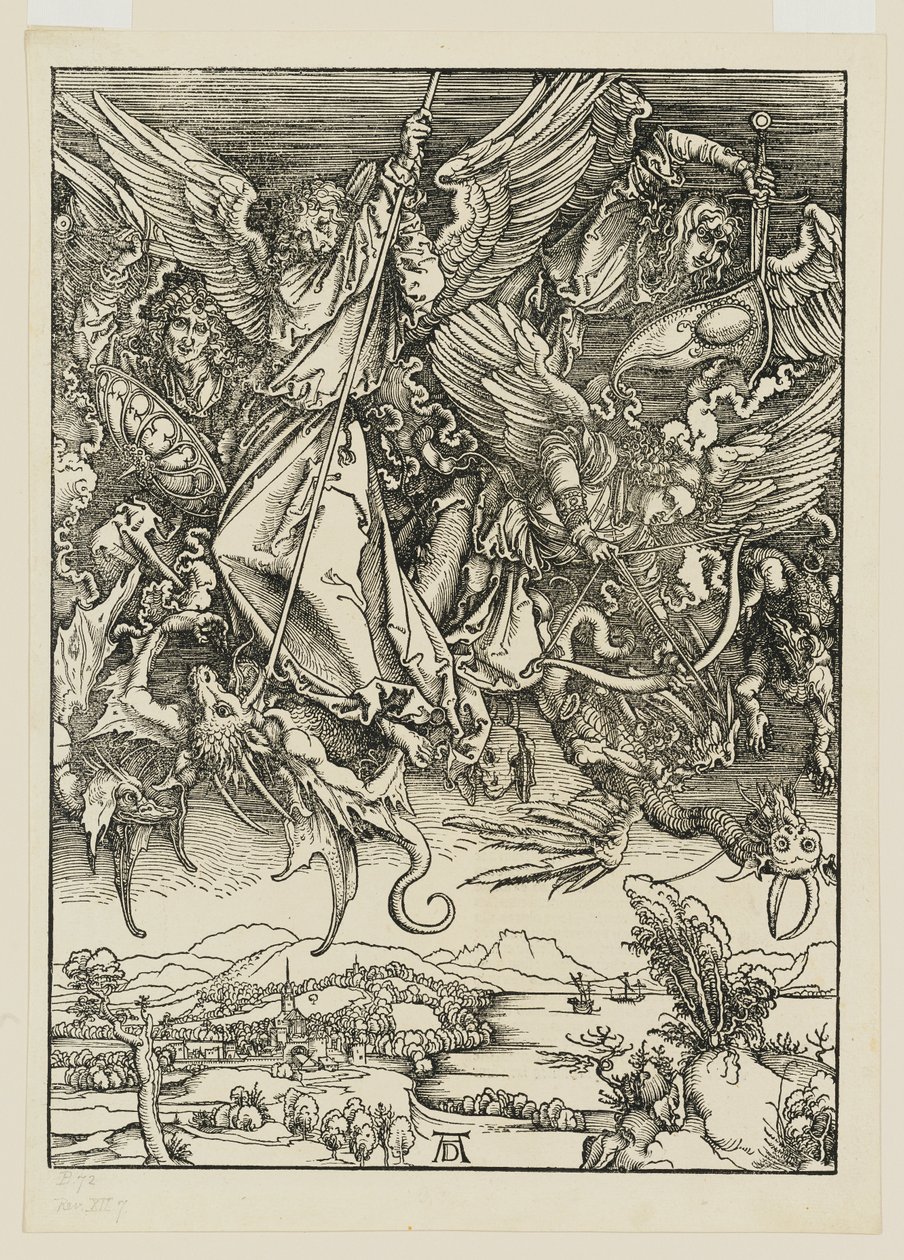 Mikael og hans engler kjemper mot dragen av Albrecht Dürer
