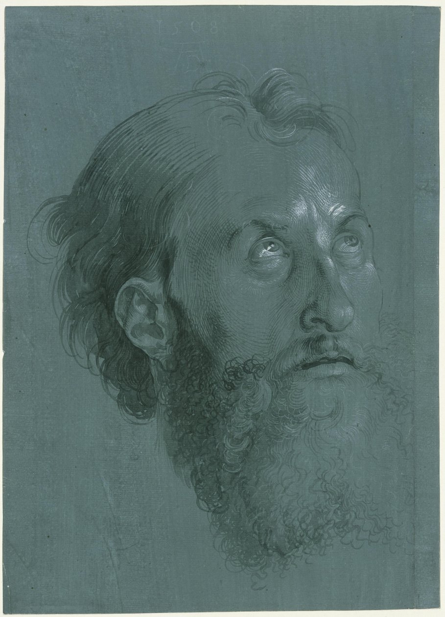 Hodet til en apostel vendt mot høyre av Albrecht Dürer