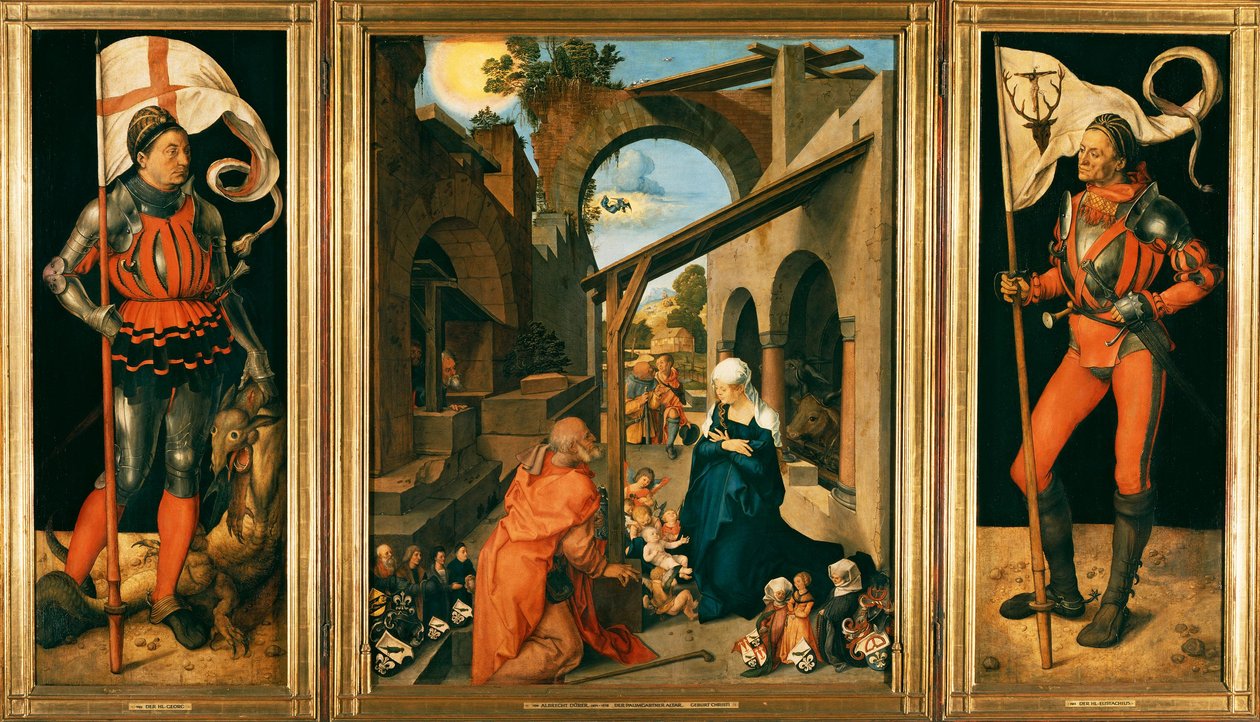 Paumgartner-alteret: Lukas Paumgartner som den hellige Eustachius av Albrecht Dürer