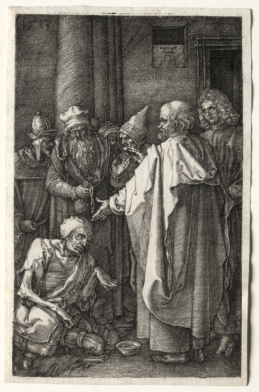 Peter og Johannes helbreder den krøplingen ved tempelporten av Albrecht Dürer