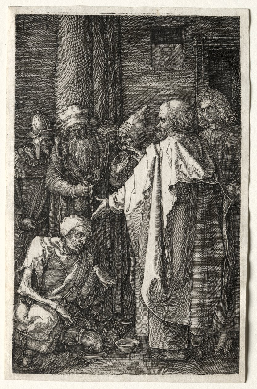 Peter og Johannes helbreder den krøplingen ved tempelporten, 1512. av Albrecht Dürer