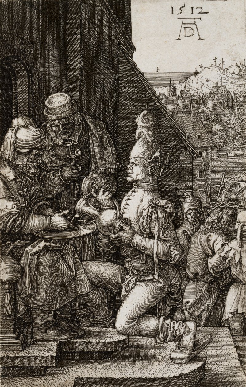 Pilatus vasker hendene fra The Passion, 1512 av Albrecht Dürer