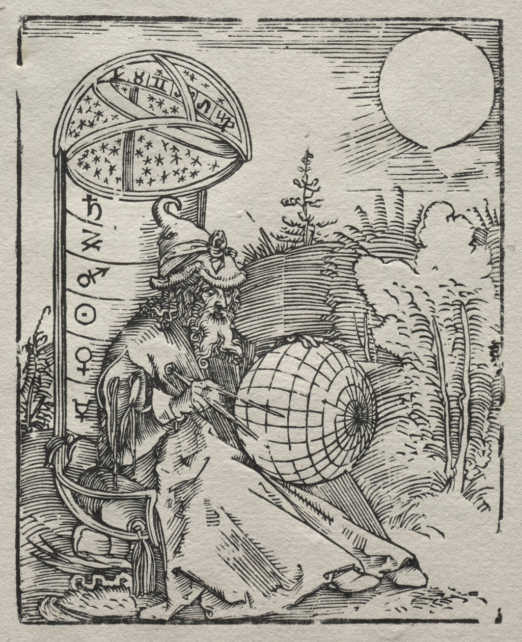 Ptolemaeus mit dem Himmelsglobus, 1504 av Albrecht Dürer