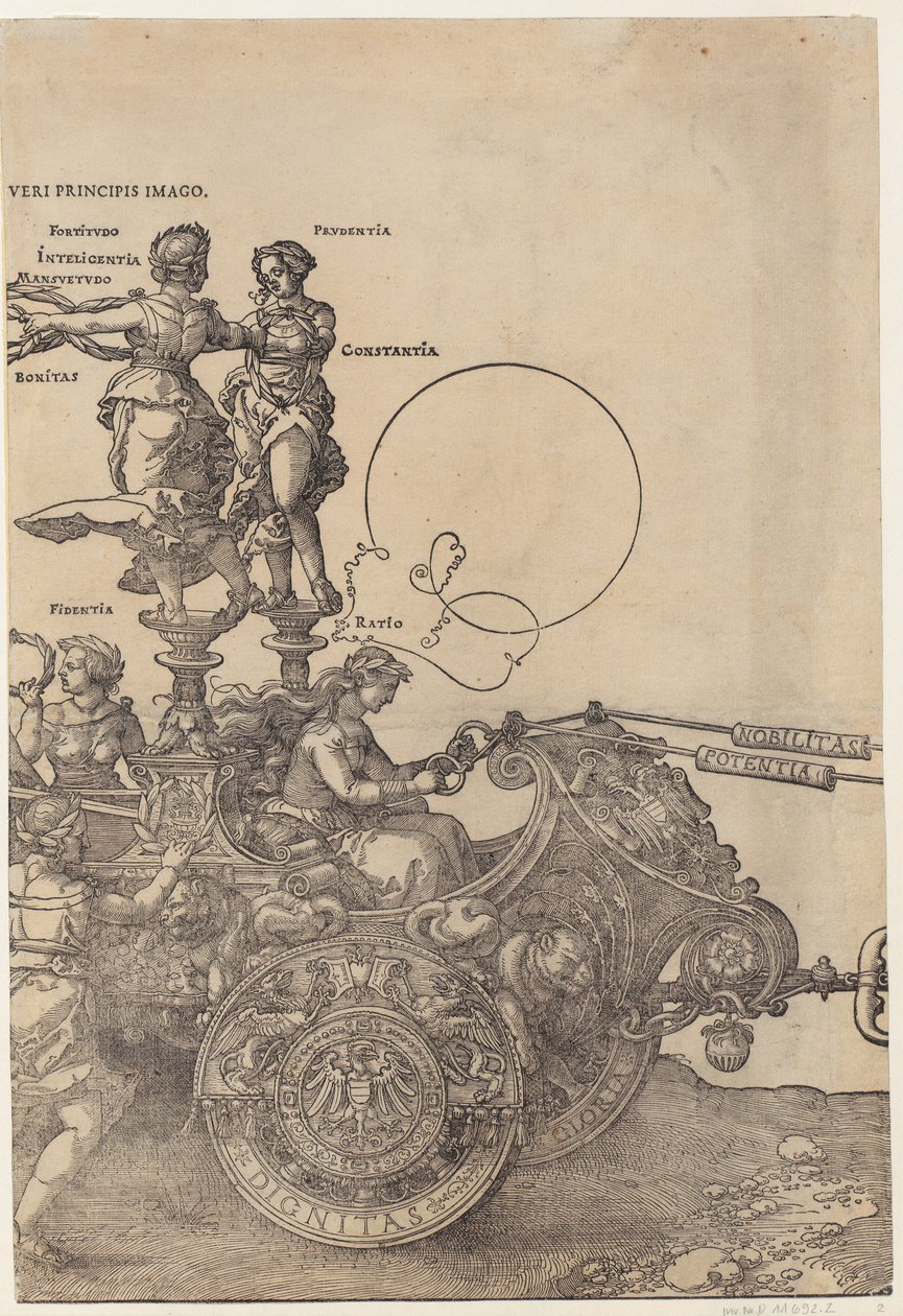 Høyre side av vognen, blad 2 i serien «Den store triumfvognen» av Albrecht Dürer