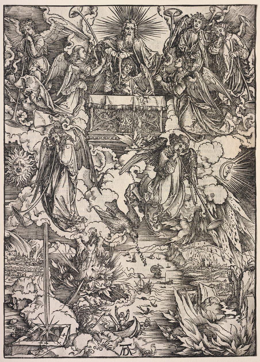 Johannes åpenbaring: Seven Angels with Trumpets, 1511. av Albrecht Dürer